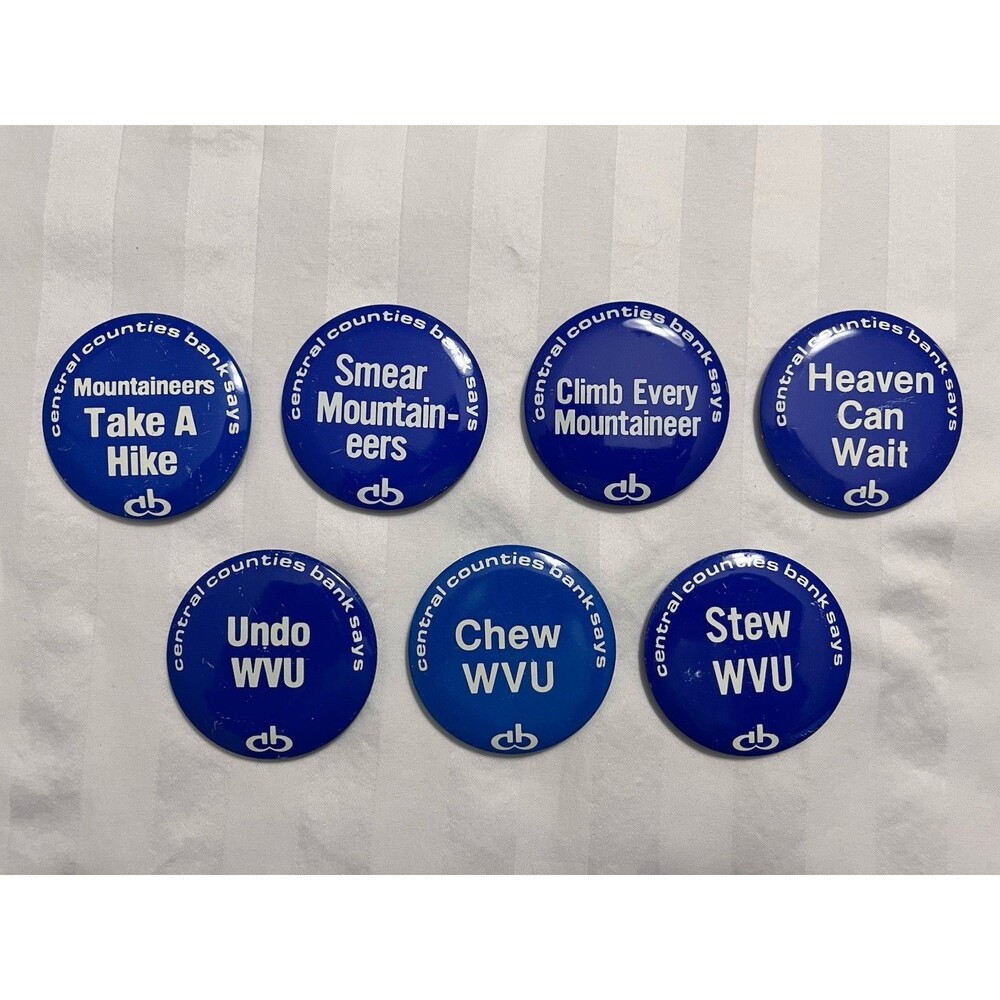 Lot 7 Vintage Penn State PSU Football Gameday Buttons Central Counties Bank WVU